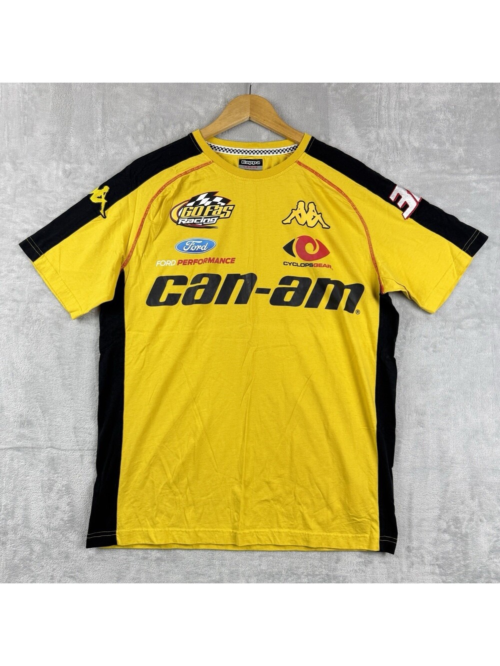 Kappa Can-Am Racing Men Large Yellow Motorsport Graphic T Shirt Ford Performance